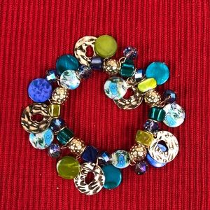 Gold/Teal Turquoise Tassel Bracelet for Women,